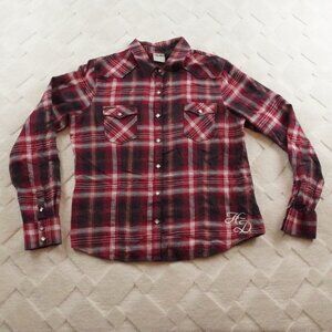 Harley-Davidson Red and Black Plaid Button Down Shirt